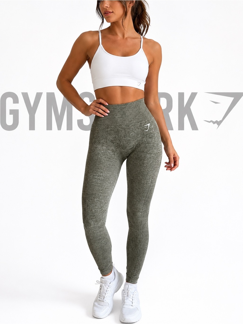 Gymshark Vital Seamless Full Length Leggings XS Gray Green Olive